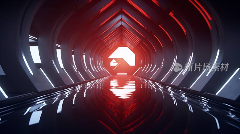 科技感隧道空间3D渲染背景图片