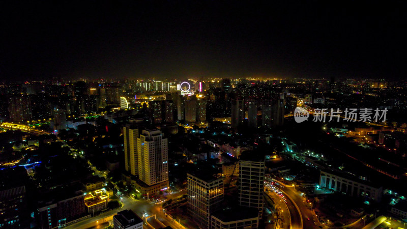 天津城市风光夜景航拍