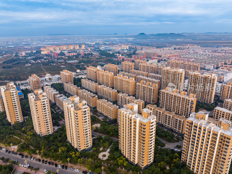 中国东北辽宁阜新市区城市风景航拍