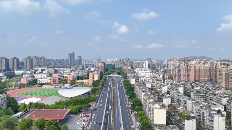 四川宜宾建设宜宾蜀南大道航拍