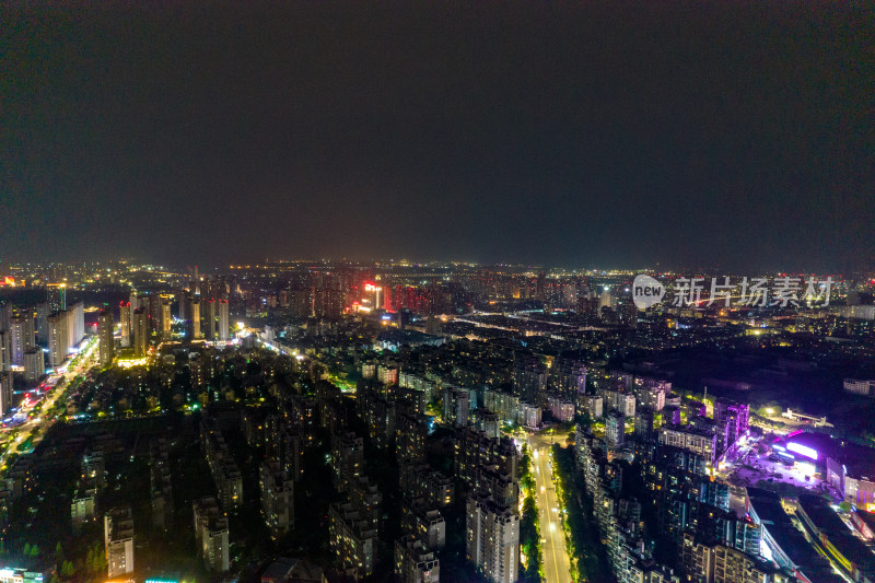 安徽蚌埠淮河广场夜景灯光交通航拍