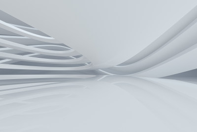 白色曲线创意结构 3D渲染