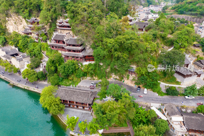 贵州镇远古镇景区航拍摄影图