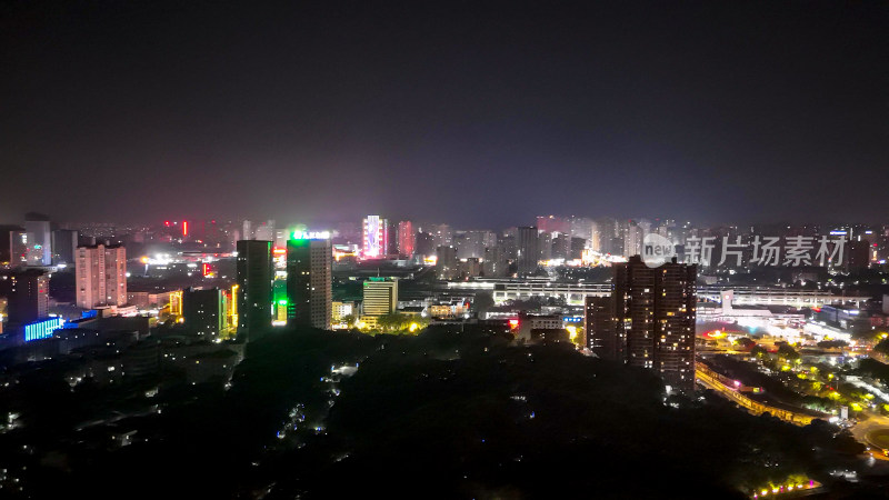 江西九江城市夜景灯光航拍图