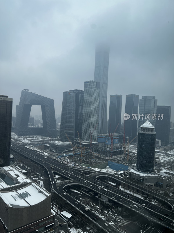 北京城市cbd国贸中国尊冬日景色