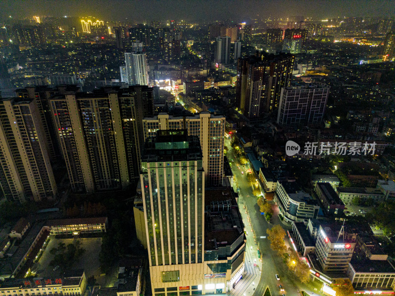 城市夜幕降临万家灯火航拍摄影图