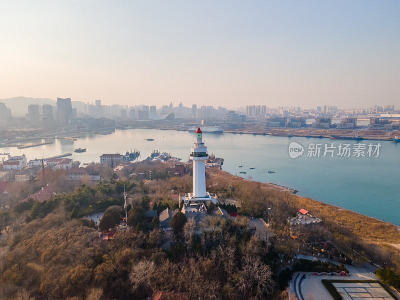 烟台市灯塔海岸航拍全景