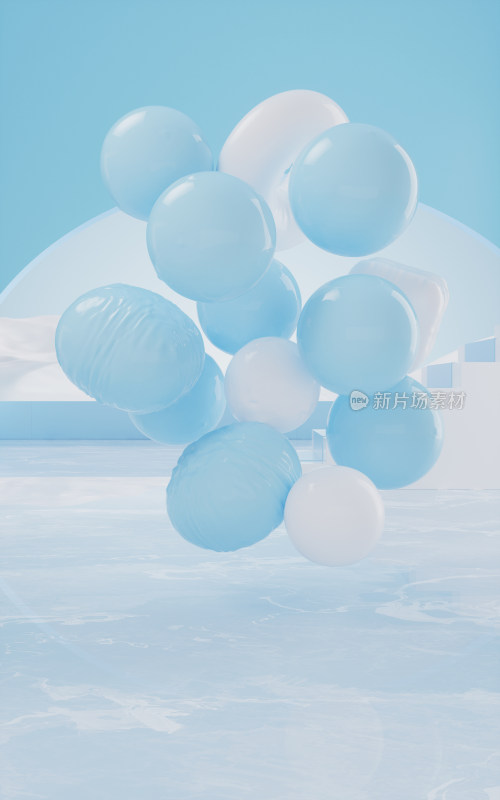 柔软的充气球体3D渲染