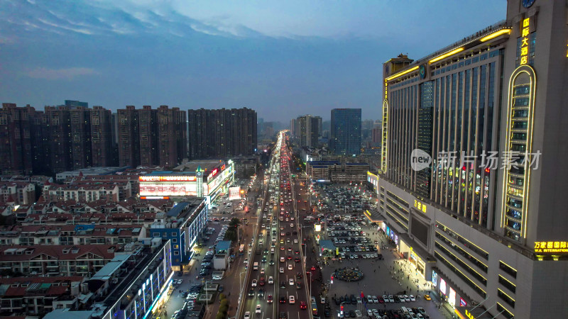 长沙万家丽高架桥城市夜景拥堵交通航拍