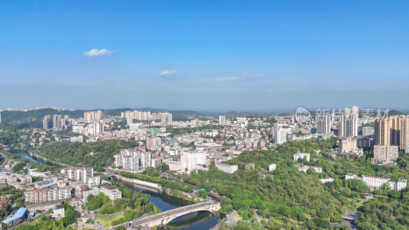 航拍四川自贡建设自贡城市风光摄影图