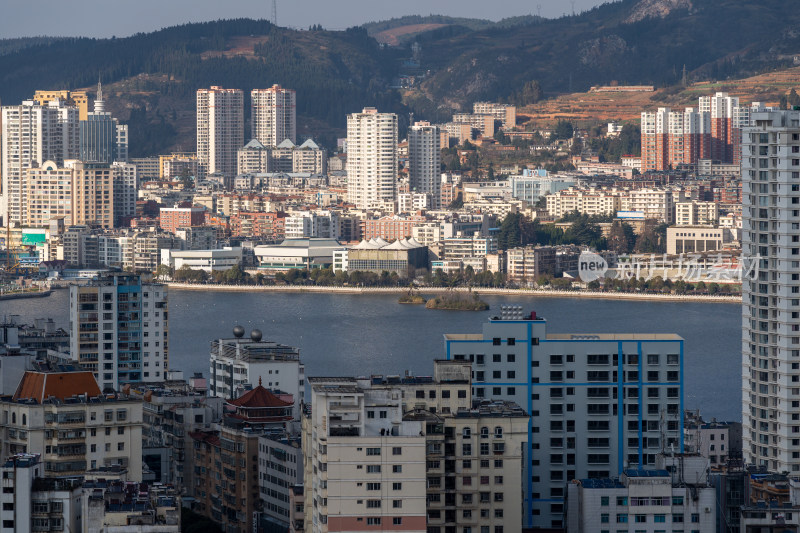 云南红河州个旧市城市风光