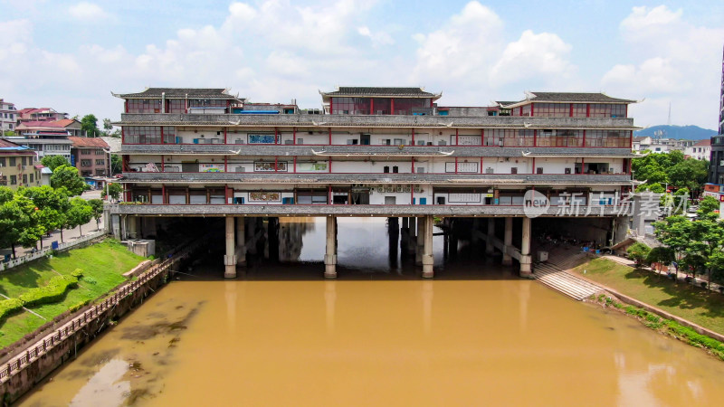 航拍少数民族苗族风雨桥历史文化古建筑