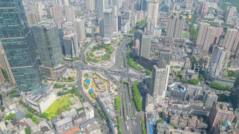 航拍湖南长沙芙蓉广场CBD建筑芙蓉中路