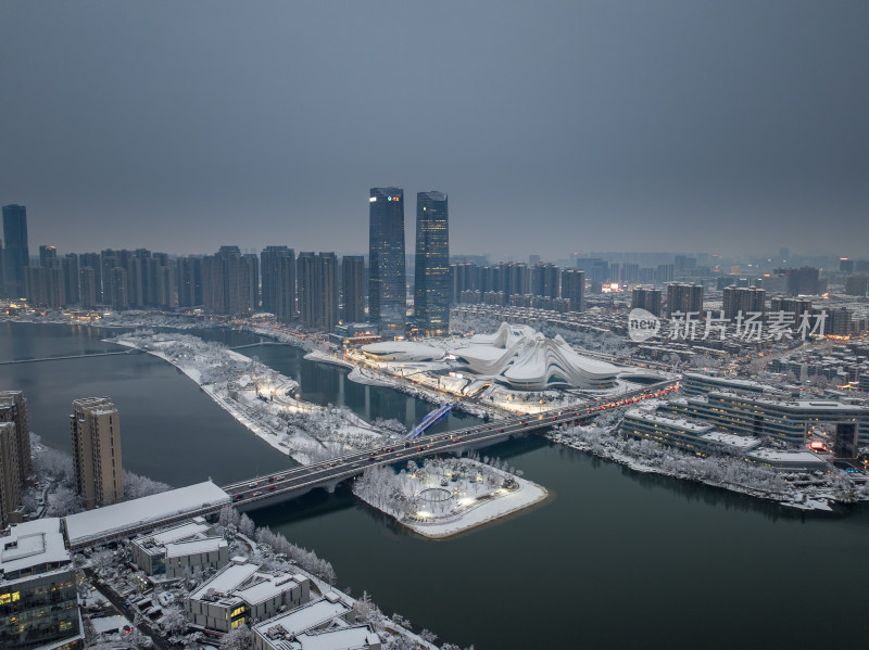 长沙梅溪湖国际新城雪景