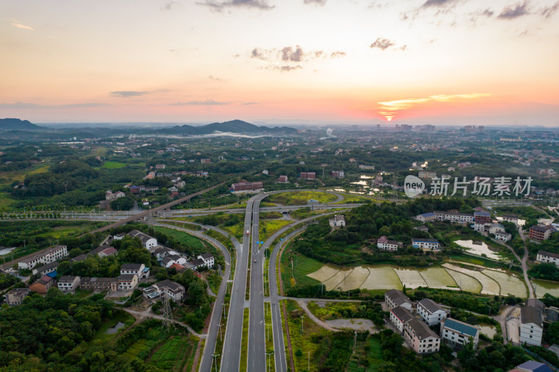 航拍衡阳市城市立交桥