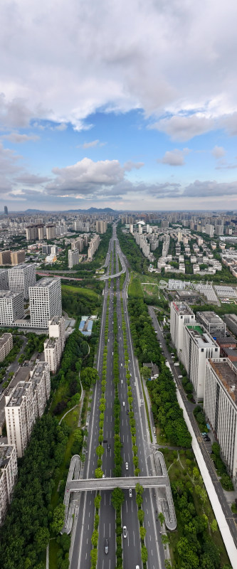 中国杭州留石高架路繁忙城市全景图