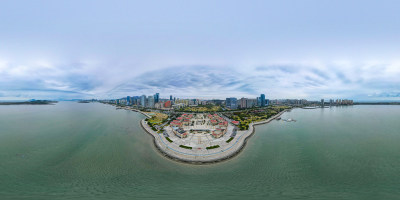 青岛唐岛湾海滨城市建筑航拍全景