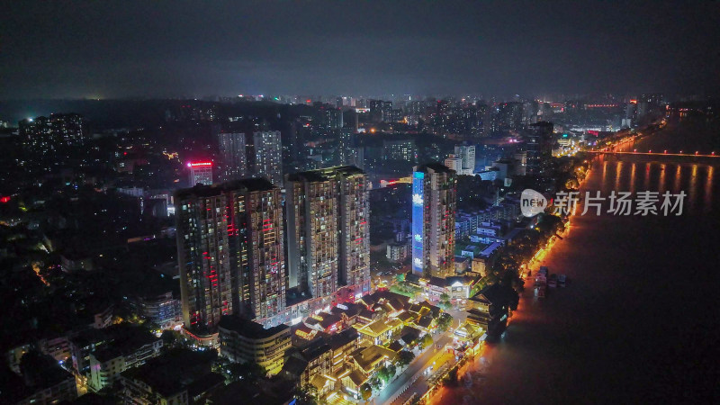 航拍四川乐山上中顺特色街区夜景摄影图