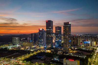 深圳北站晚霞和夜景