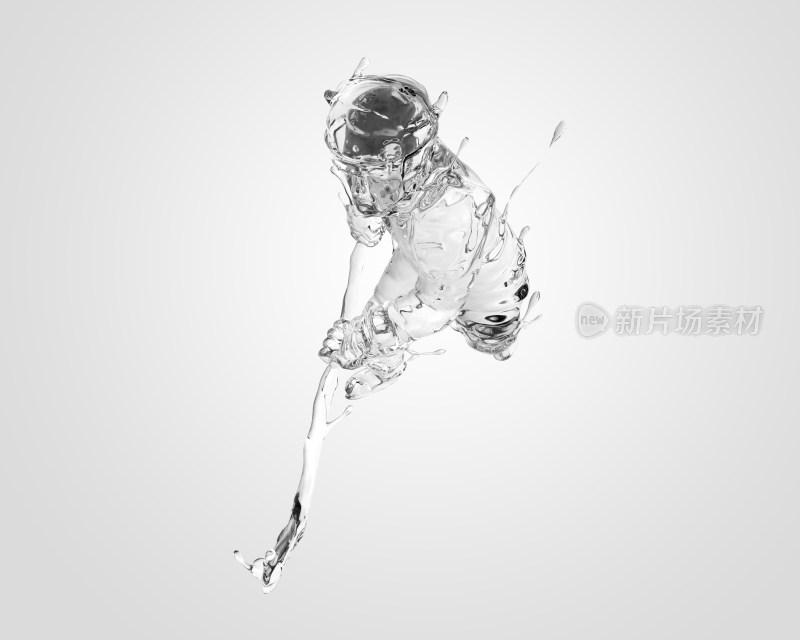 冰球运动员在渐变背景下水液体流体质感