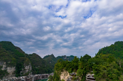 贵州镇远古镇景区航拍摄影图