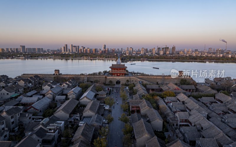 山东省聊城市东昌府区聊城古城航拍