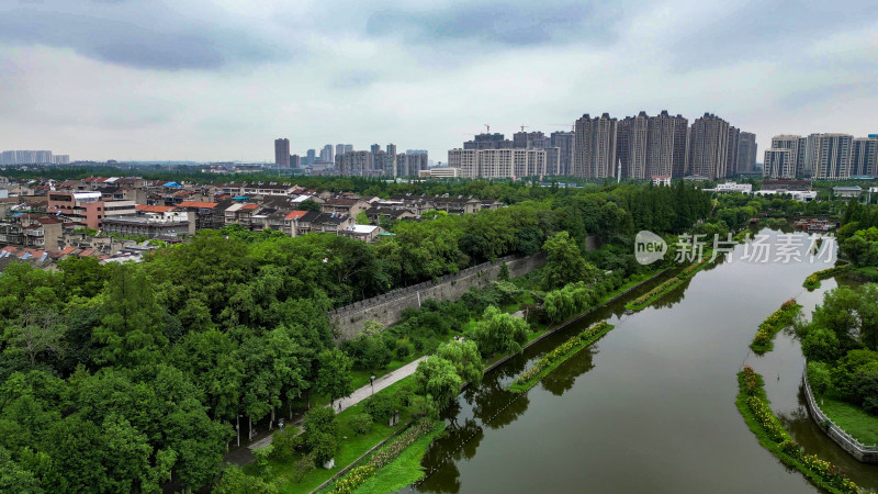 湖北荆州城市绿化植物航拍