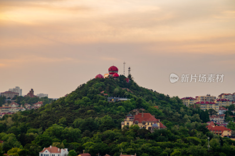 中国山东青岛信号山夕阳风景