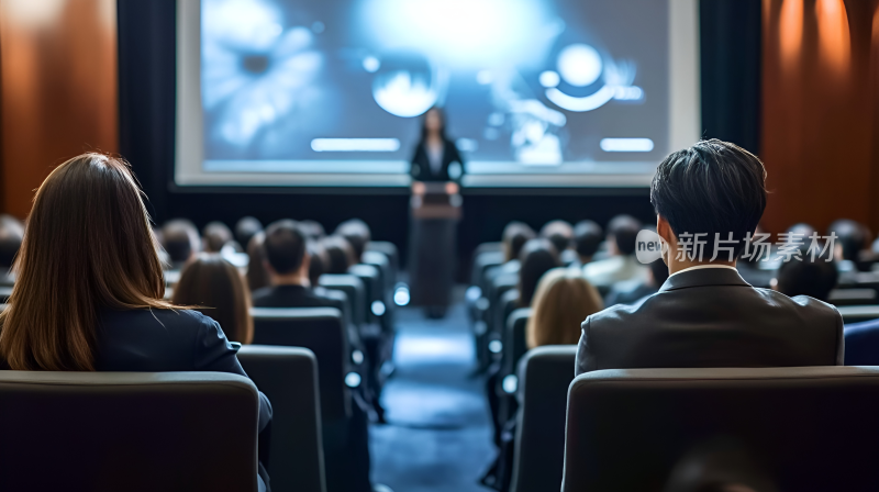 商务人士听演讲场景