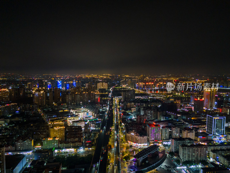 福建泉州城市大景夜景航拍图