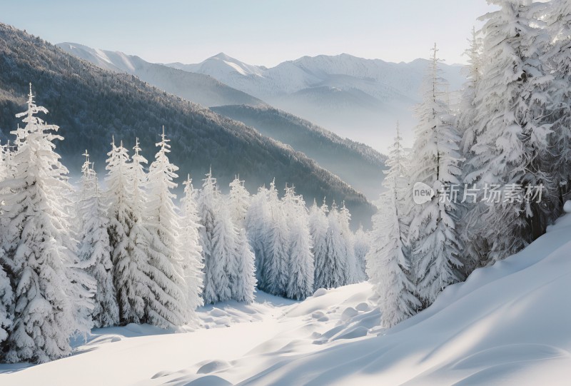 冬季森林白雪覆盖风景