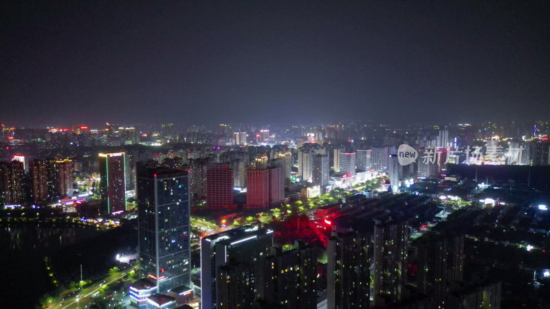 航拍安徽蚌埠大景蚌埠夜景