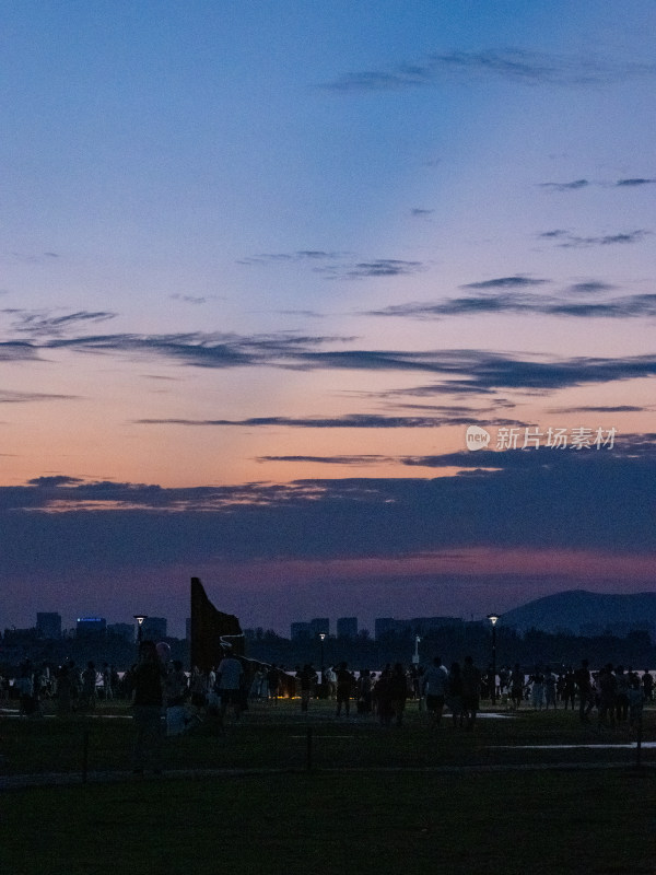 南京鱼嘴湿地夕阳日落景色