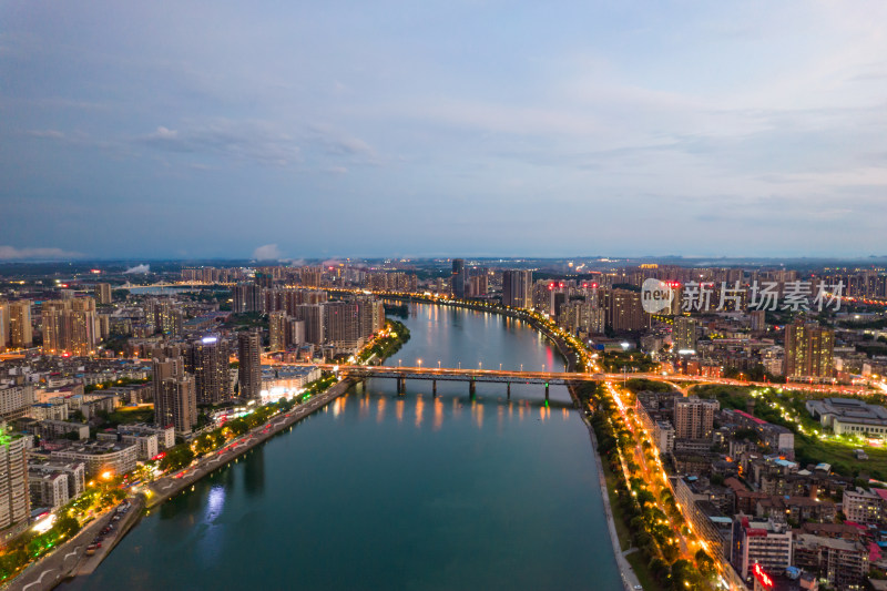 衡阳城市夜景航拍风光