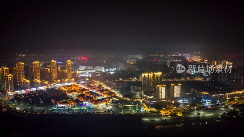 江西樟树城市夜景灯光航拍