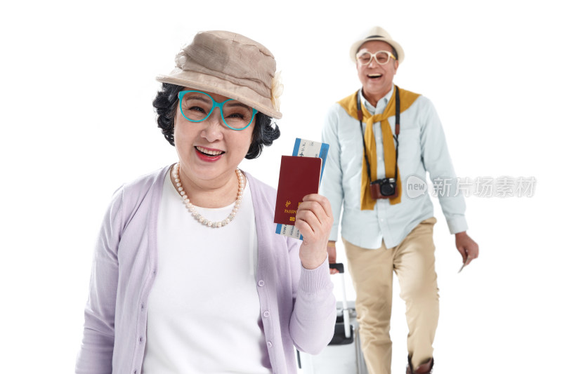 快乐的老年夫妇旅行