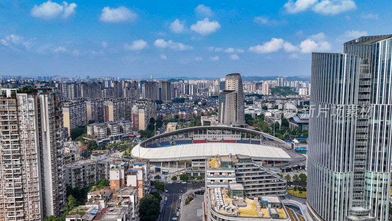 四川宜宾三江明珠地标建筑航拍图