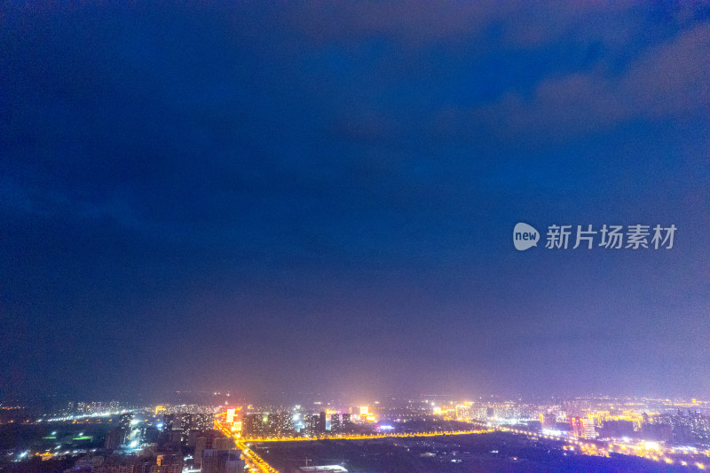 航拍河北沧州城市夜景灯光
