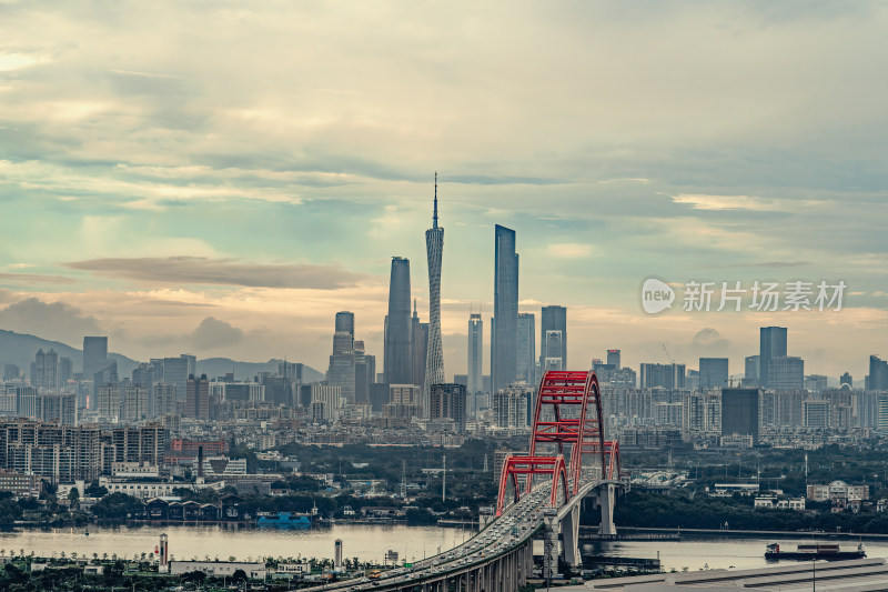 广州CBD广州塔中轴线海心沙桥梁壮丽景观