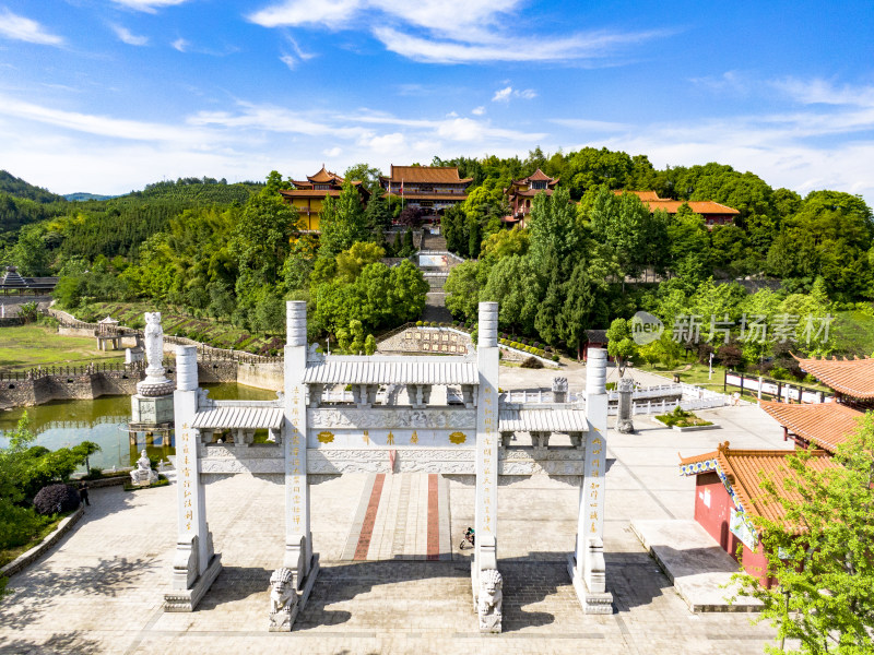 湖南新晃燕来寺古建筑航拍摄影图