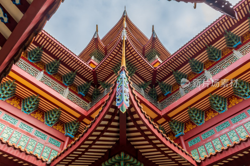 传统中式古建筑屋檐特写