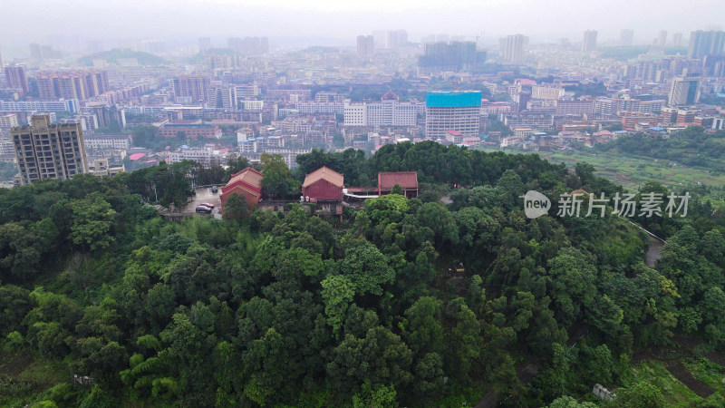 航拍湖南邵阳玉清宫古建筑