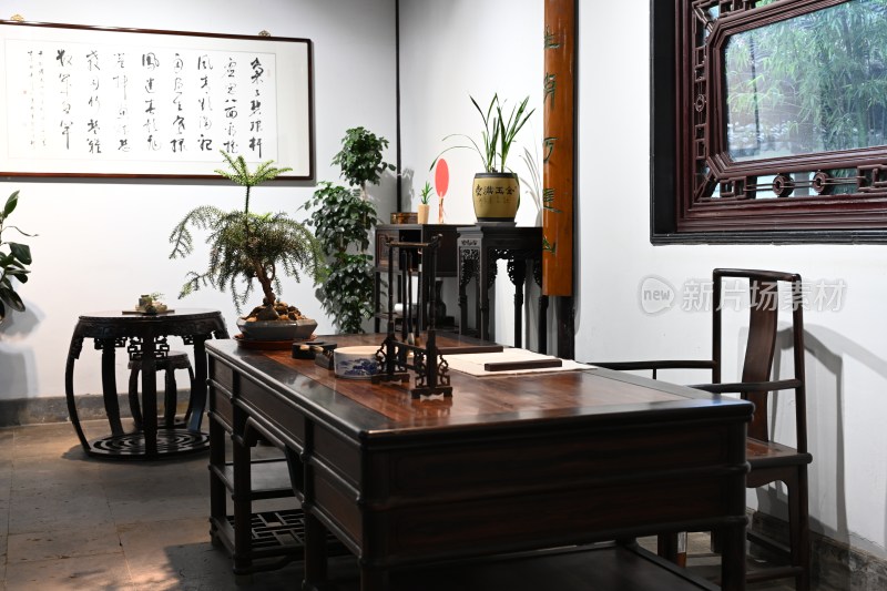 中式书房古典家具陈设