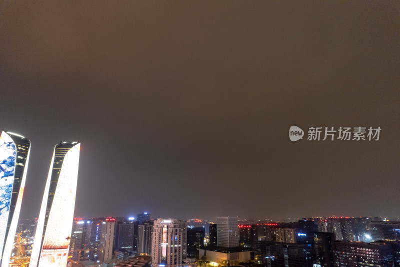 四川成都城市夜景灯光金融中心航拍