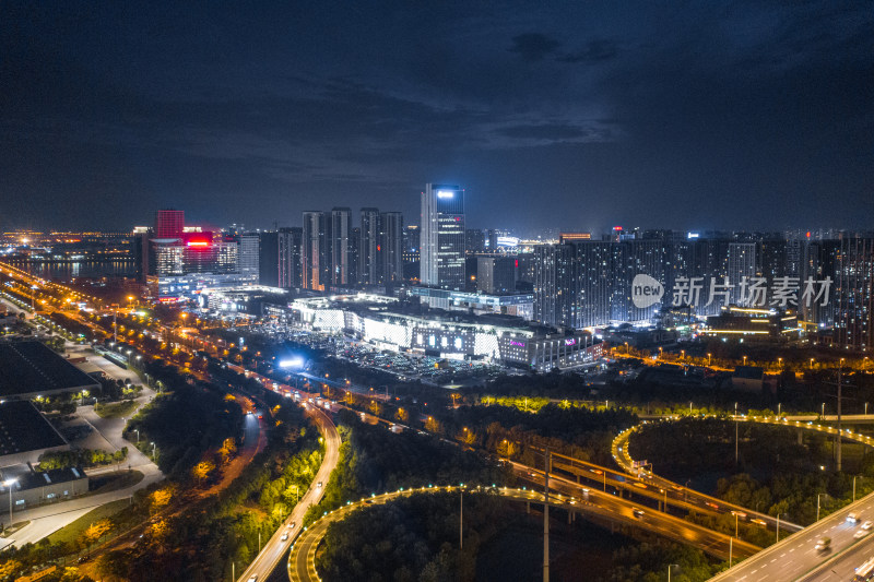 城市立交桥夜景航拍