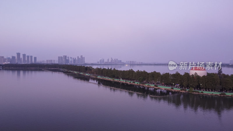 武汉东湖风景区晚霞航拍