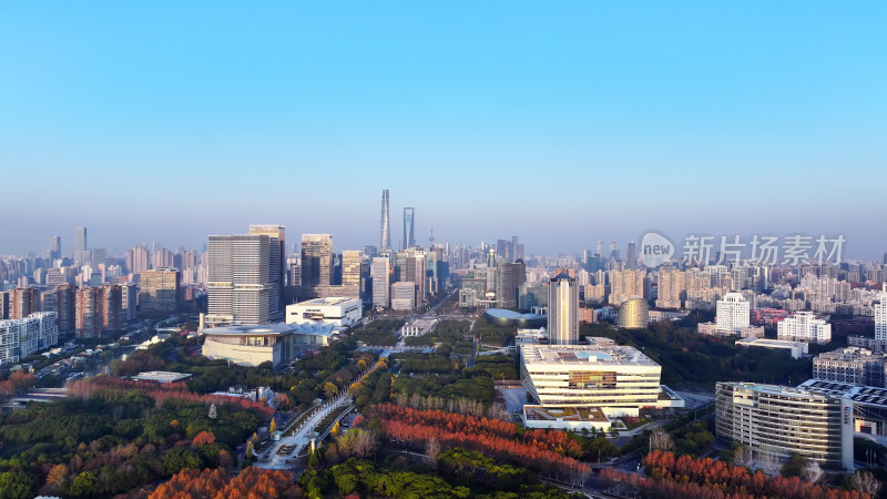 上海现代化大都市城市建筑鸟瞰全景