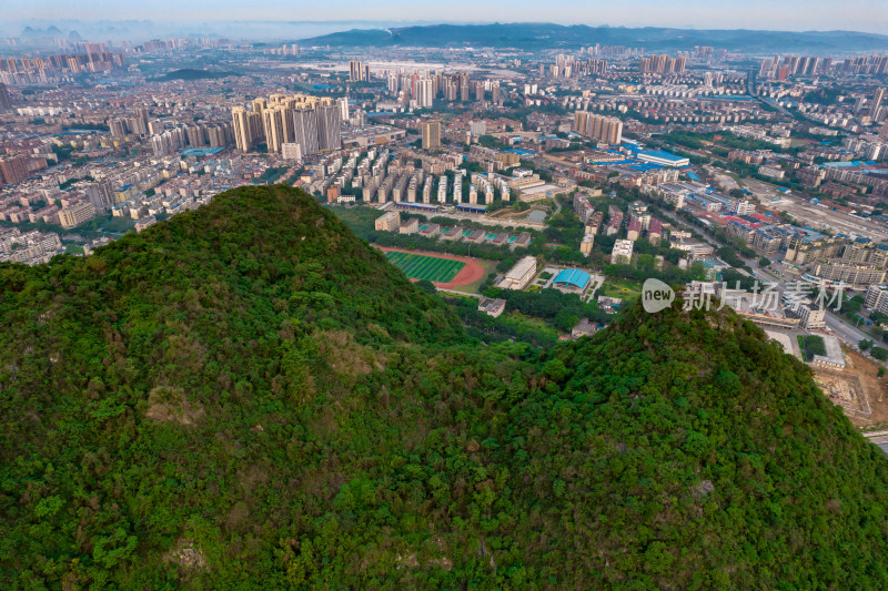 广西柳州城市清晨航拍