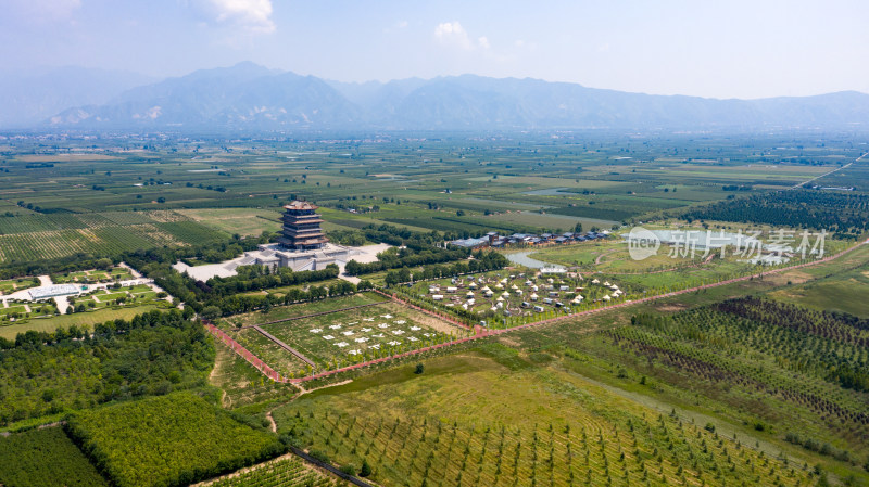 山西永济鹳雀楼航拍