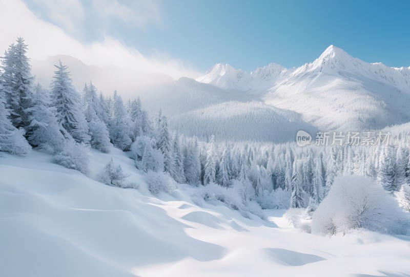 冬季森林白雪覆盖风景